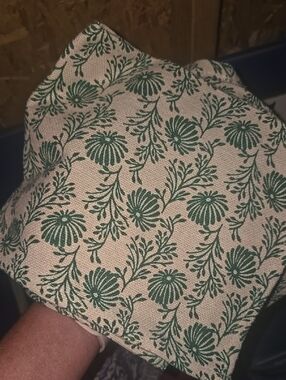 Mud Pie Cream Hat with Green Leaf Print